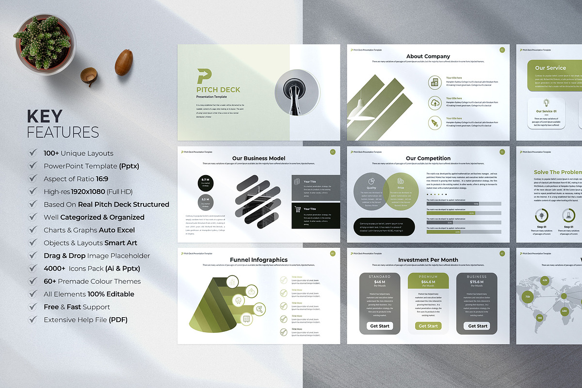 Pitch Deck PowerPoint Template, a Presentation Template by WhiteGraphic (Photo 2 of 16)