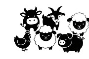 Cute Farm Animal Silhouette Bundle, an Illustration by hafijul (Thumbnail 19 of 51)