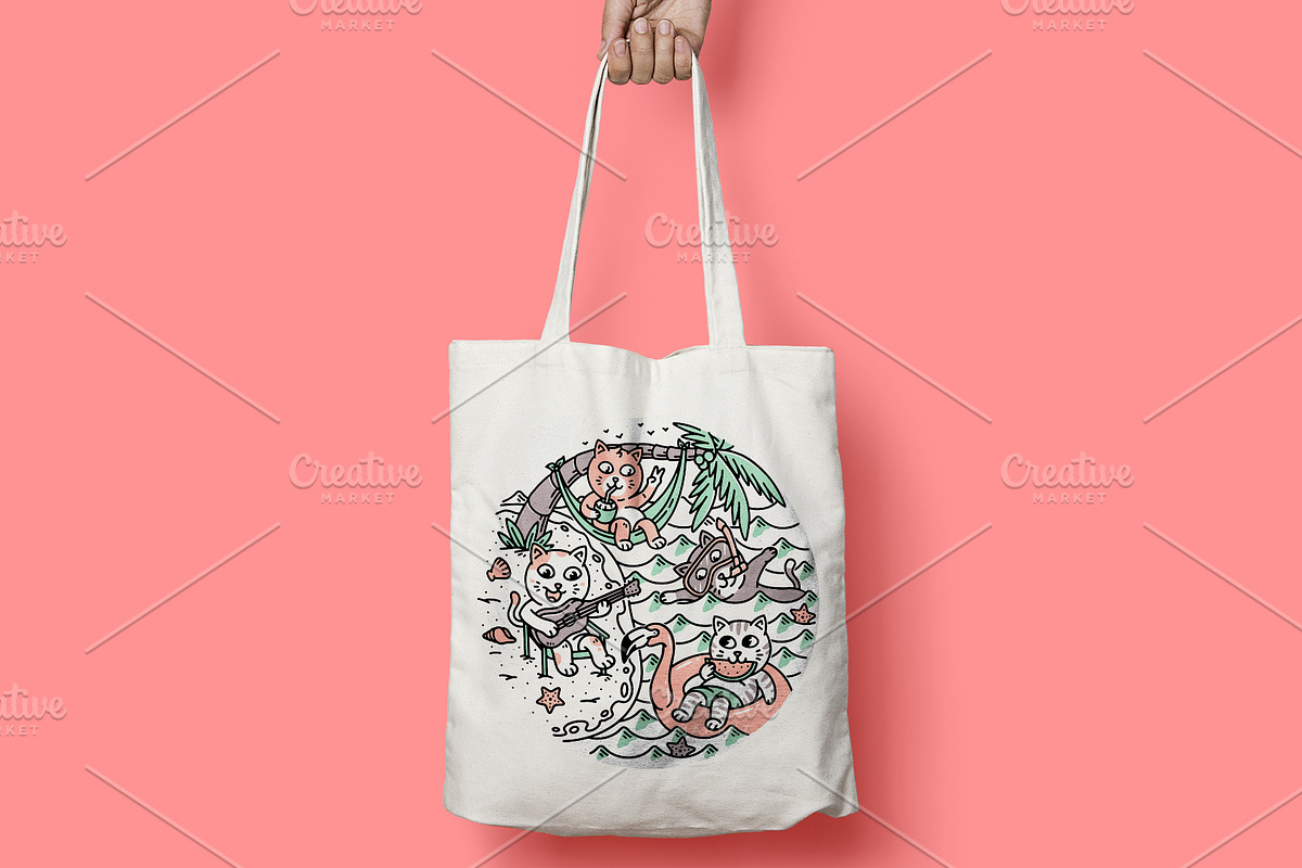 A group of cats on the beach 2, an Animal Illustration by gunaonedesign (Photo 3 of 4)