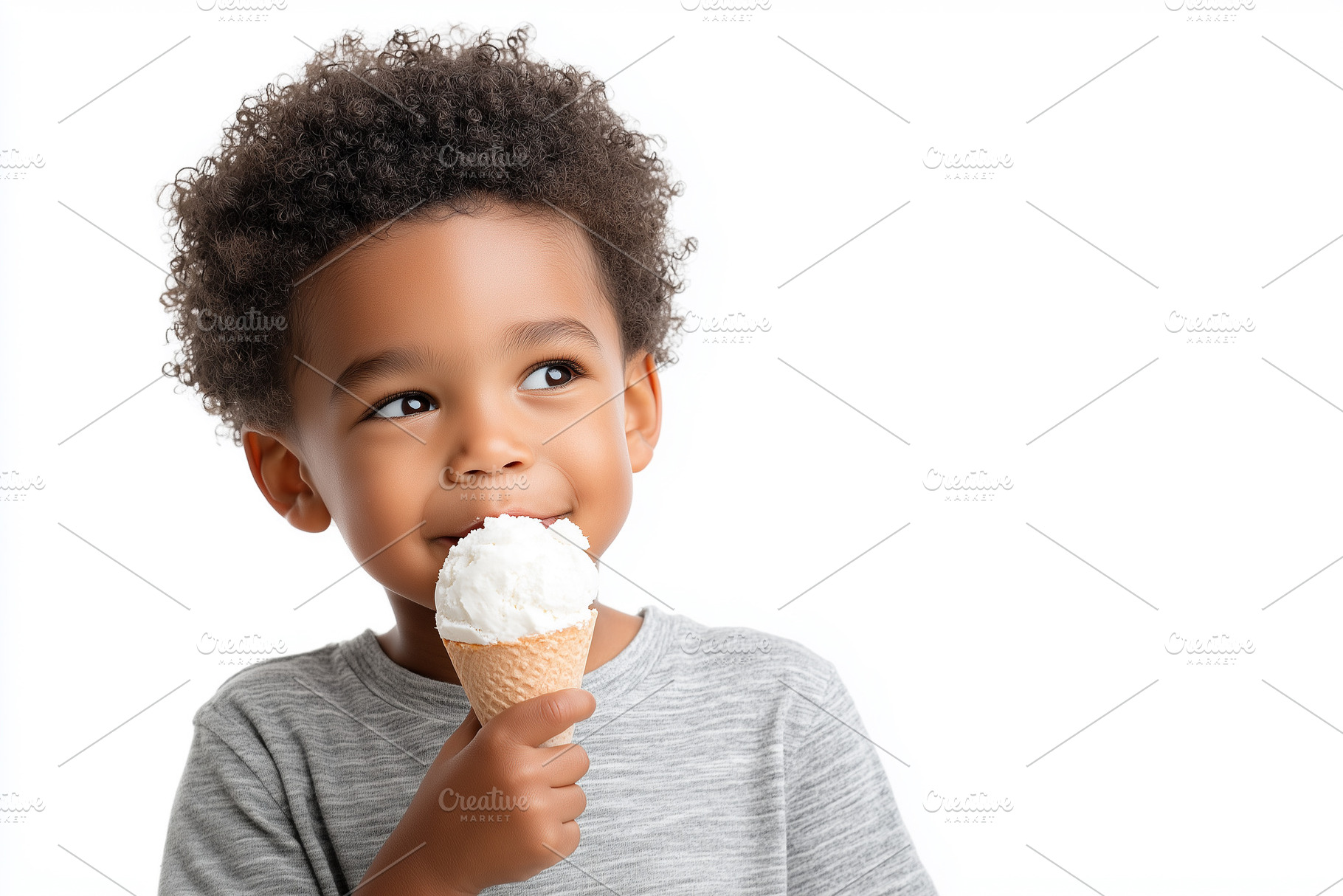 Adorable young black boy enjoying a, a Food & Drink Photo by MistyDay