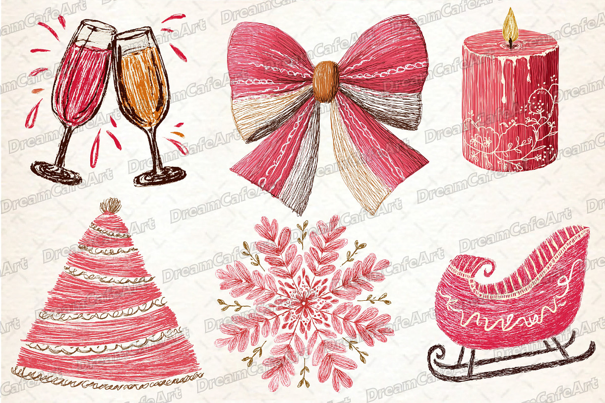 Hand Drawn Whimsical Christmas, an Illustration by DreamCafeArt (Photo 4 of 6)