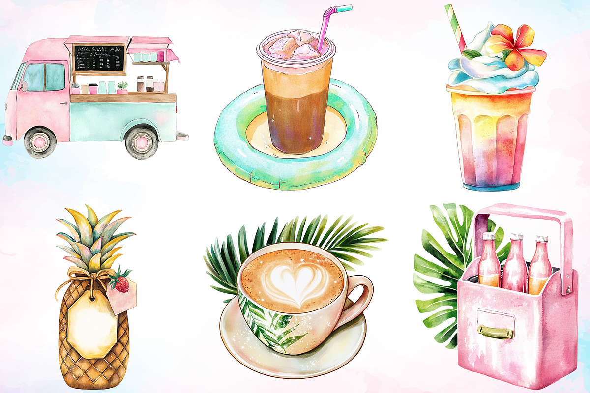 Summer Coffeeshop Clipart Bundle, a Seasonal Illustration by Canvas Craft (Photo 2 of 3)