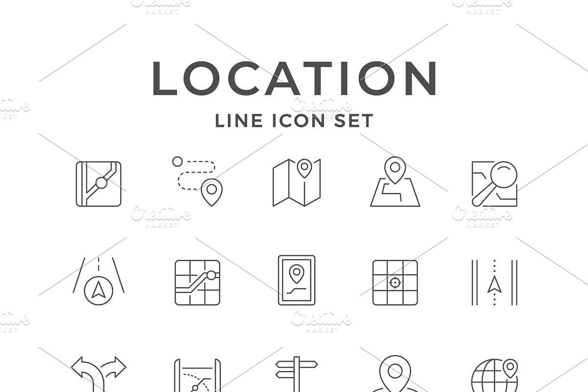 Set line icons of location, an Outline Icon by motorama