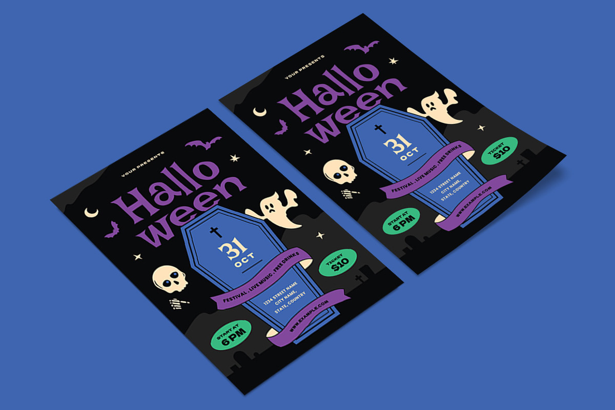 Modern Retro Halloween Party Flyer, a Flyer Template by VectorVactory (Photo 3 of 3)