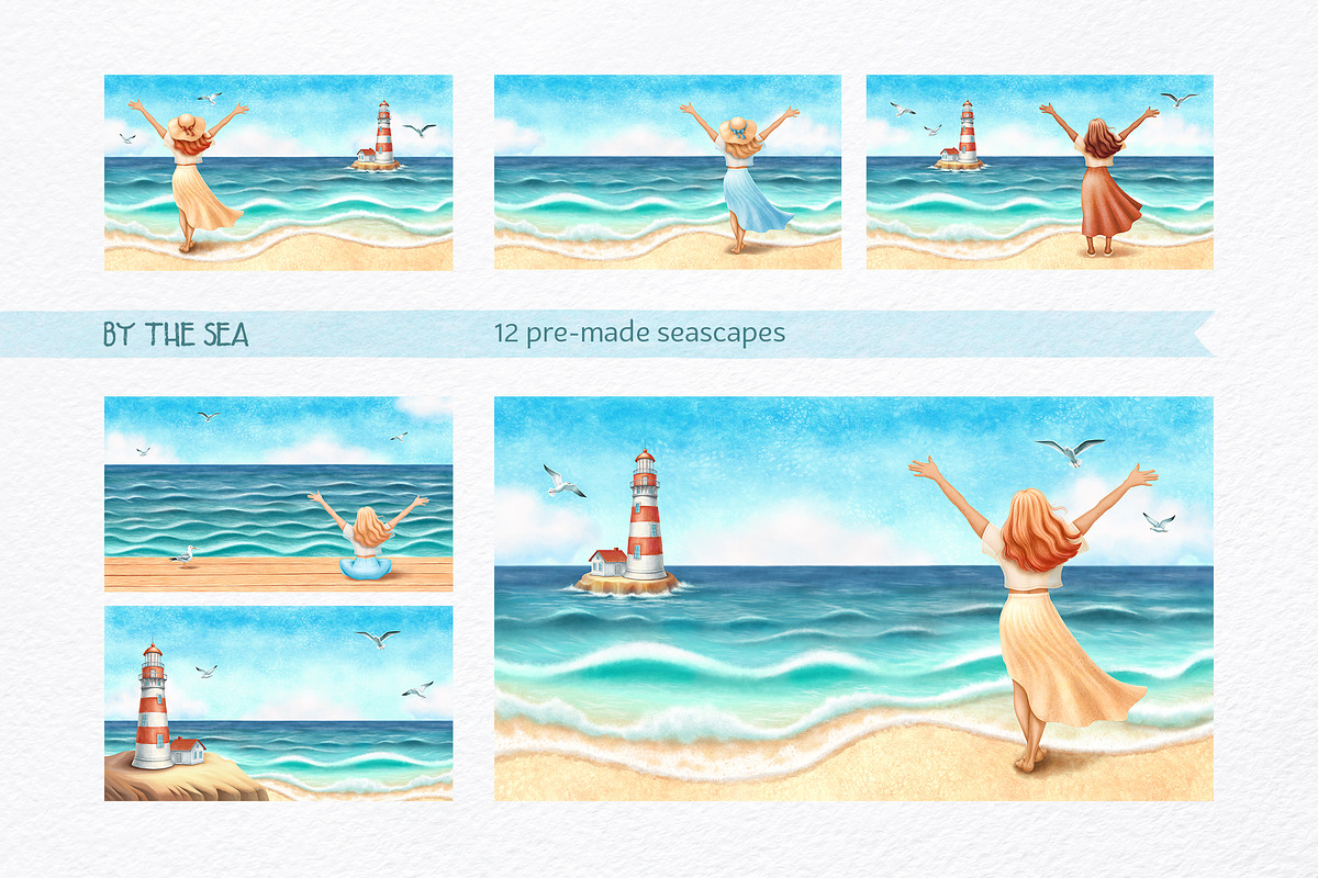 Sea Clipart. Patterns & Seascapes, a Person Illustration by MariArtySpace (Photo 8 of 15)