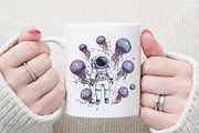 Watercolor Cute Astronaut Clipart, an Illustration by Sublimation Artist (Thumbnail 5 of 6)