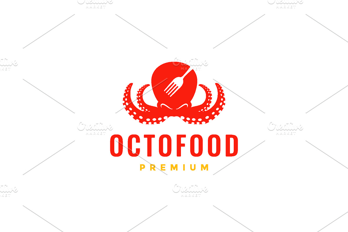 octopus food fork cooking logo, a Branding & Logo Template by devastd