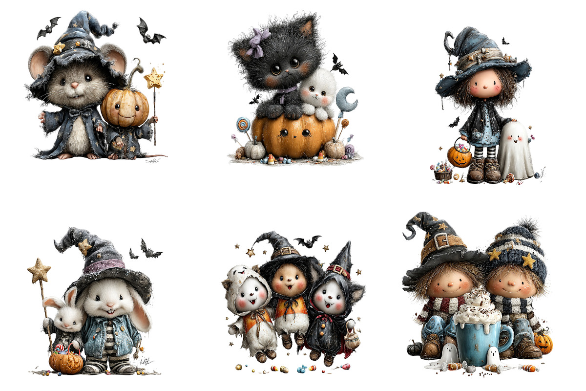 Spooky Cute Friends Halloween, a Seasonal Illustration by CreationArt (Photo 2 of 7)