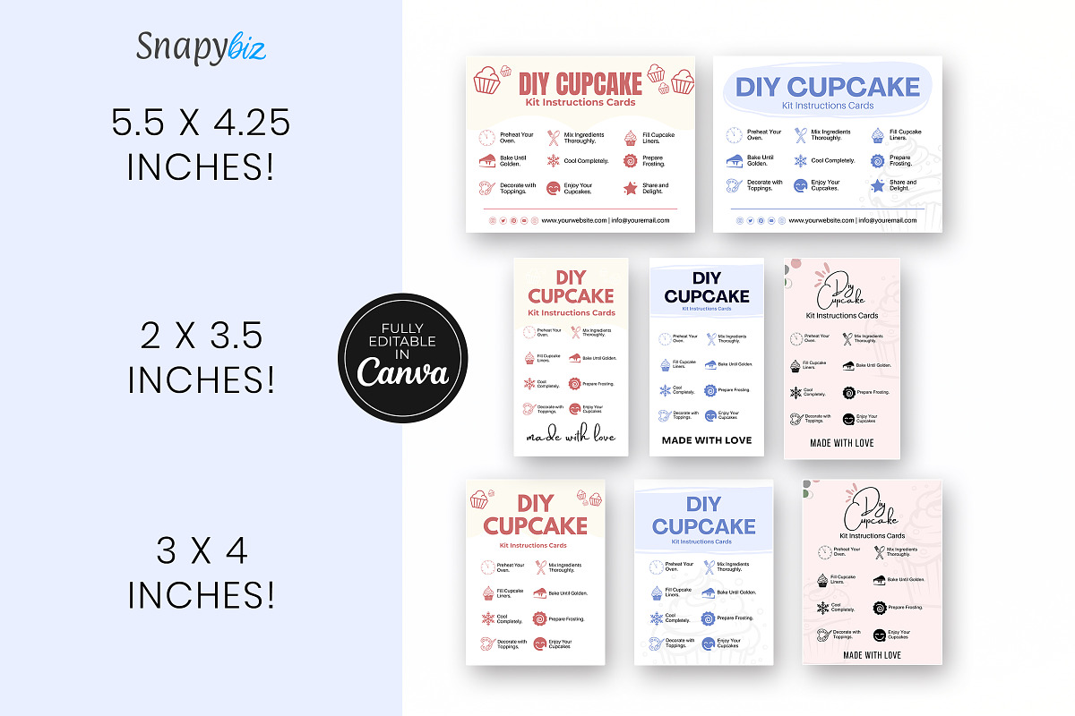 Cupcake Kit Instructions Guide Cards, a Card Template by Snapybiz (Photo 6 of 10)