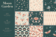 Moon Garden pattern & clipart, a Pattern Graphic by @olga.angelloz (Thumbnail 1 of 16)
