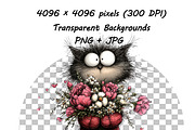 Whimsical Cat Valentine Clipart Set, an Animal Illustration by one-touch (Thumbnail 17 of 19)