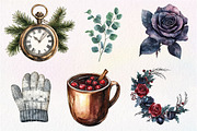 Watercolor Moody Christmas Clipart, an Illustration by Dream Creation (Thumbnail 3 of 6)