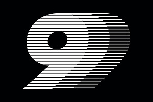 Number 9 speed motion lines logo