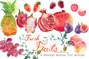 Fresh Fruits -Handpainted Watercolor