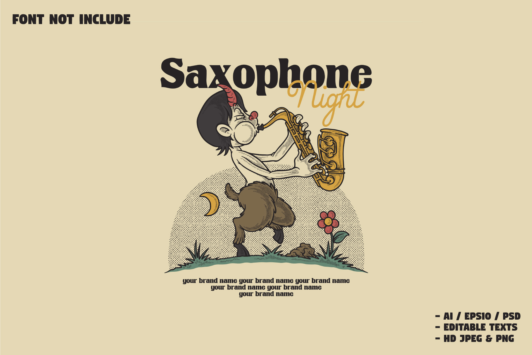 retro faun playing saxophone