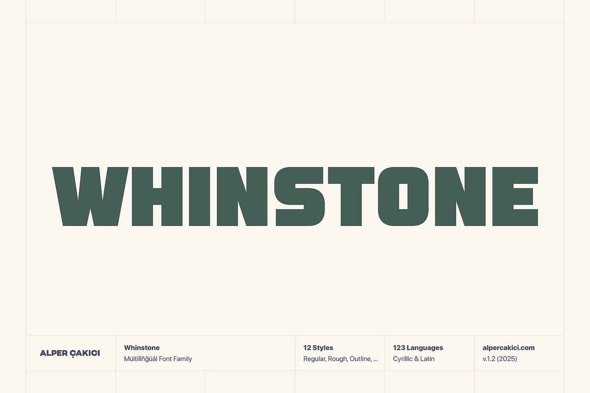 Whinstone - Bold & Cyrillic Typeface, a Sans Serif Font by alpercakici (Photo 1 of 12)