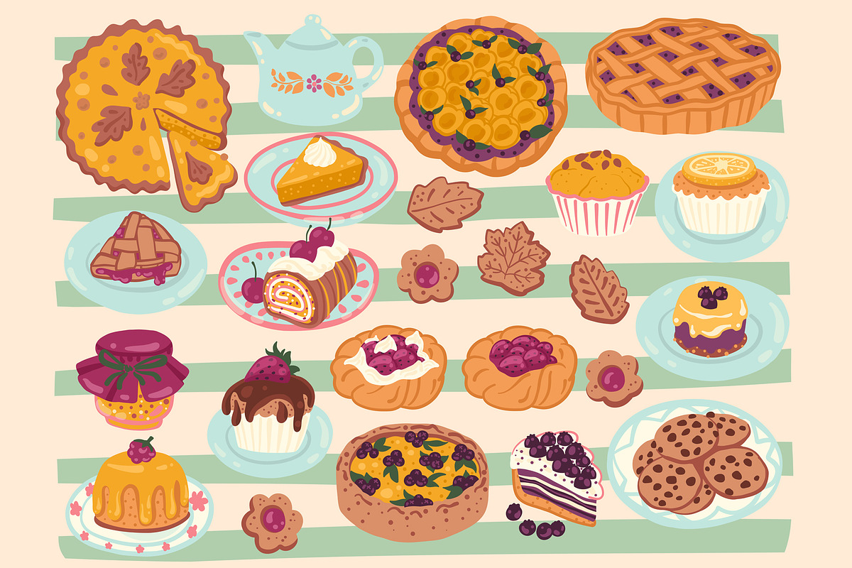 Pies & Pastries patterns clipart, a Food Illustration by Carpet Tapete Pretzel (Photo 2 of 15)