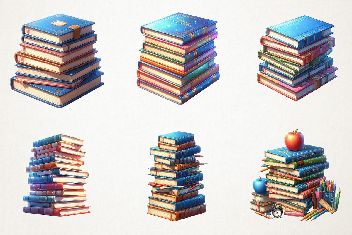 Back To School  Books Stacks PNG, an Illustration by RobertsArt (Photo 5 of 7)