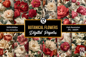 Large Botanical Flowers Pattern, a Pattern Graphic by Creative Store