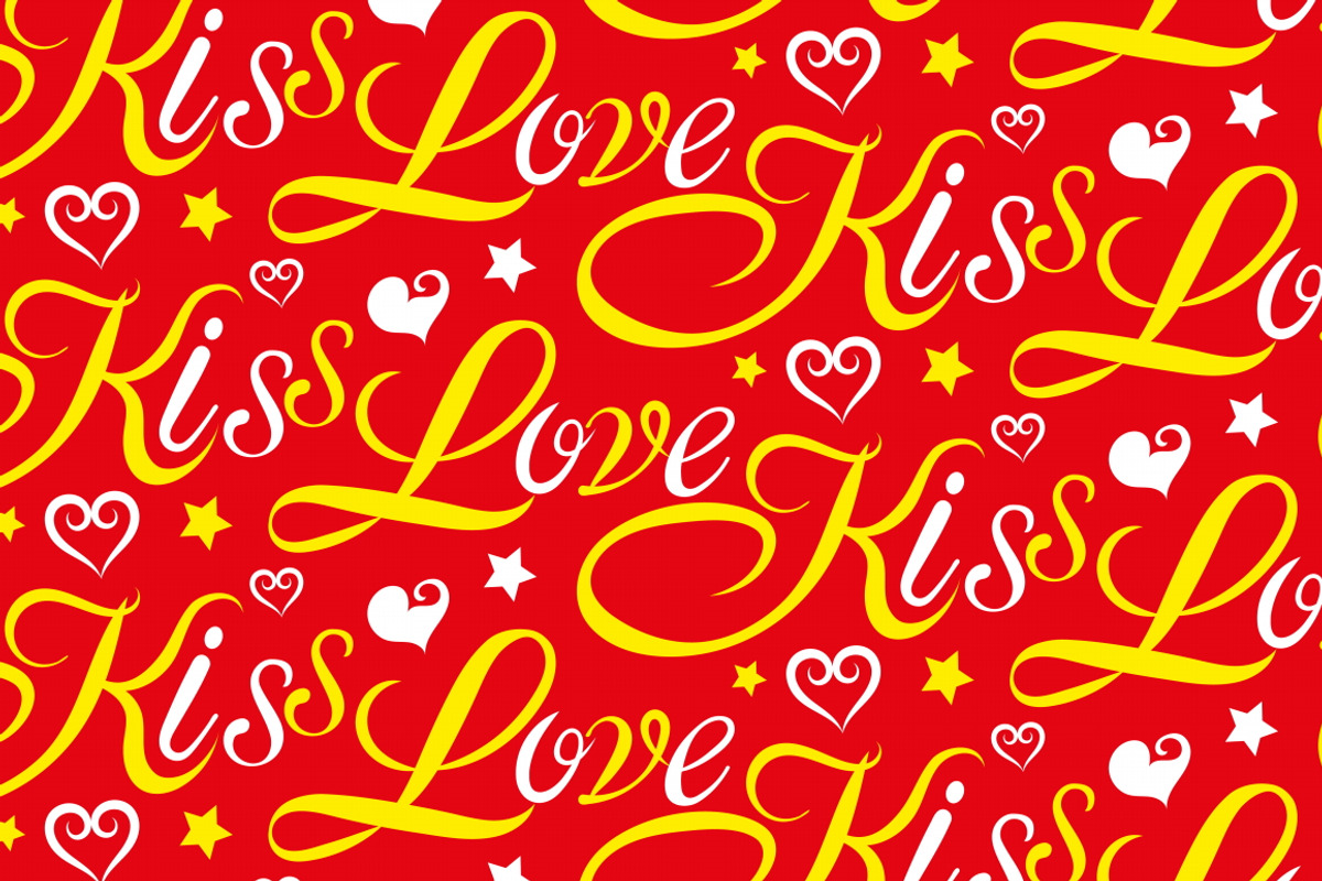 Love, Kiss, Lettering, Design, Red