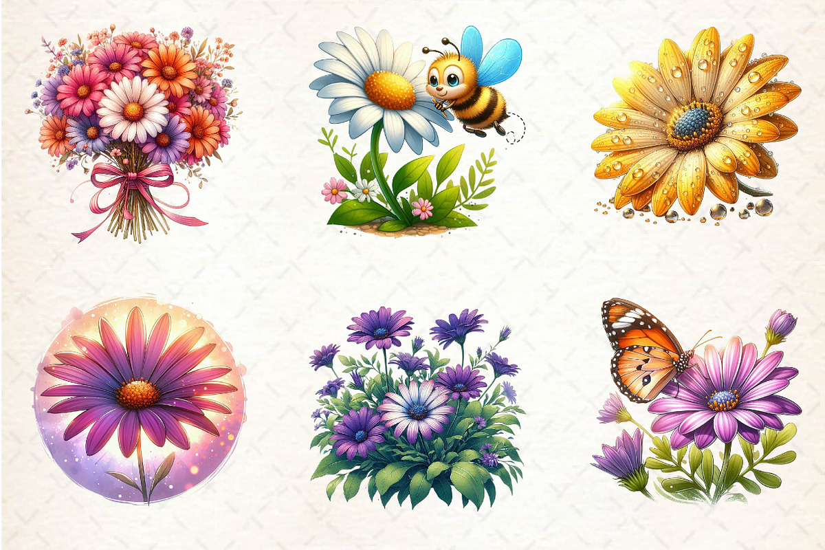 African Daisy Flower Bloom Clipart, an Illustration by Dream Creation (Photo 3 of 5)