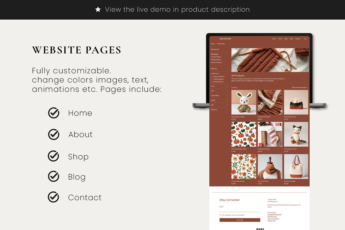 Wix Creative Crafting Online Store, a Wix Template by Sky Dore Design (Photo 2 of 11)