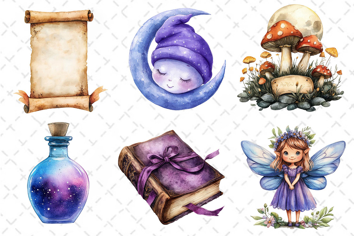 Watercolor Little Fairy Tale Clipart, an Illustration by Dream Creation (Photo 2 of 6)