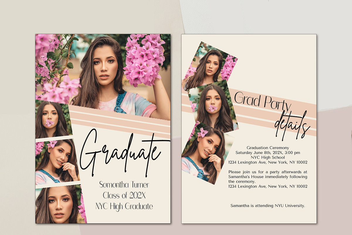 Modern Graduation Card Template, a Card Template by InstaNoirDesigns (Photo 2 of 9)
