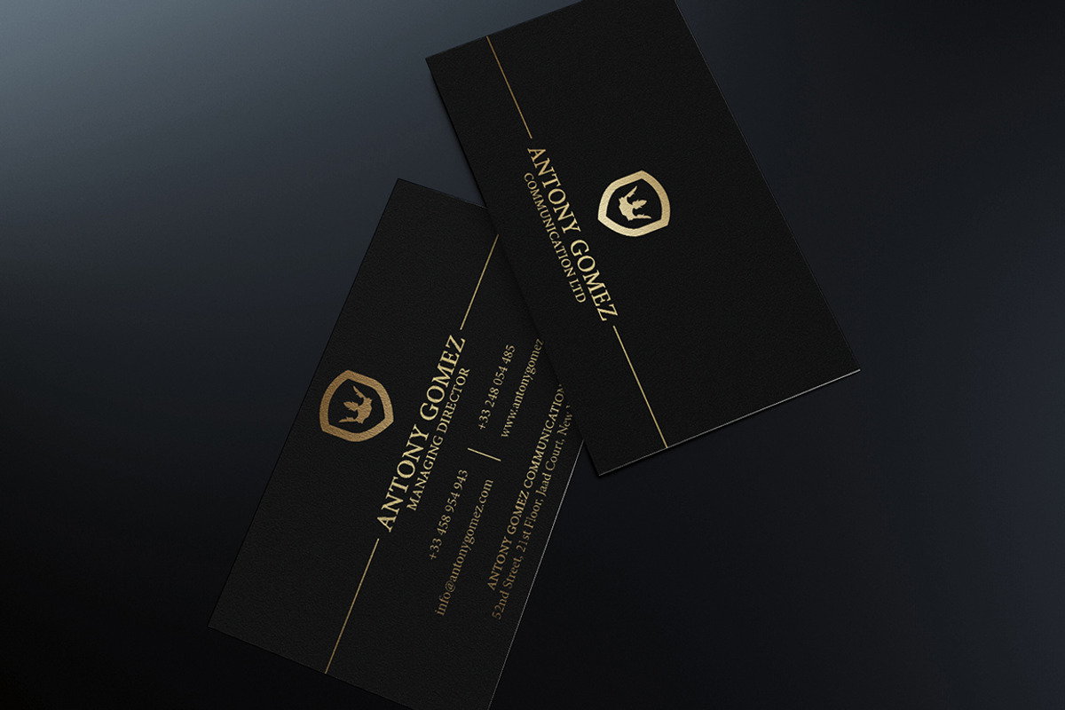 Simple Gold And Black Business Card, a Business Card Template by Marvel (Photo 3 of 6)