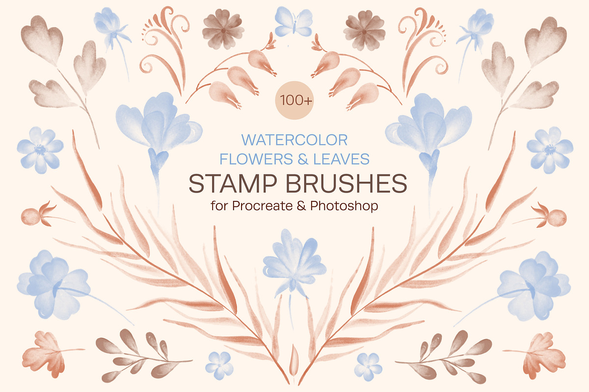 Watercolor Flowers & Leaves Brushes, a Brush Add-On by NinaFedorova (Photo 1 of 7)