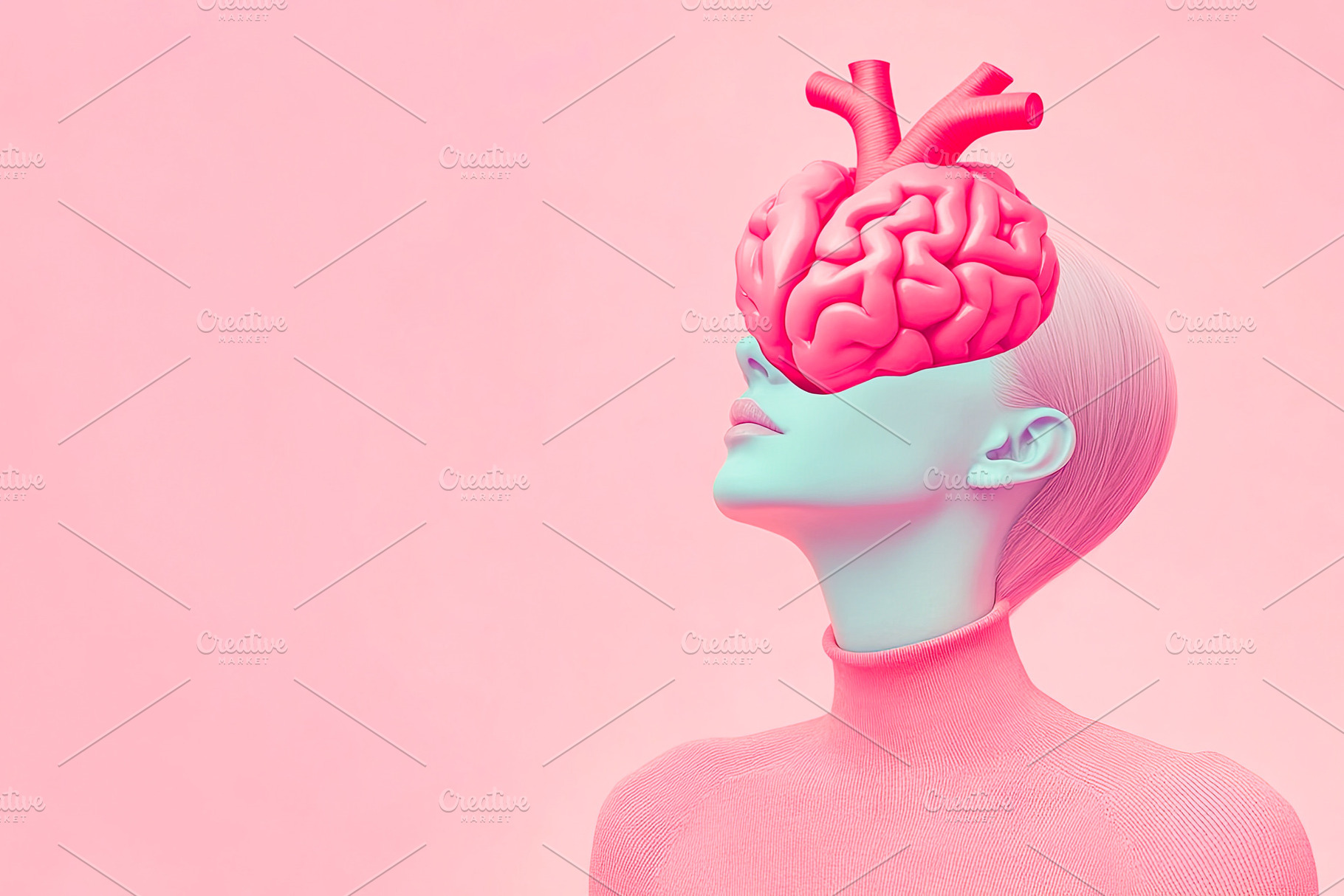 Surreal Portrait of Woman with Brain Mask, a Person Photo by Ales Munt