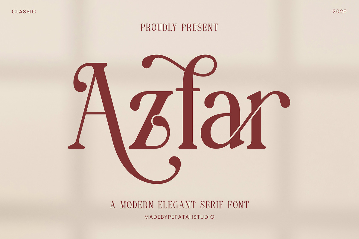 Azfar Serif Font, a Serif Font by Pepatah Studio (Photo 1 of 12)