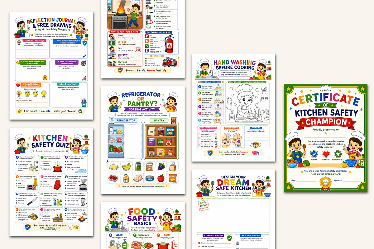 Kitchen Safety Workbook for Kids, a Stationery Template by Designmela01 (Photo 4 of 5)