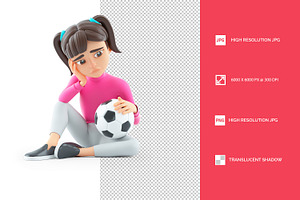 3D Sad Girl Sitting on Floor with So, a Person Illustration by 3DMask