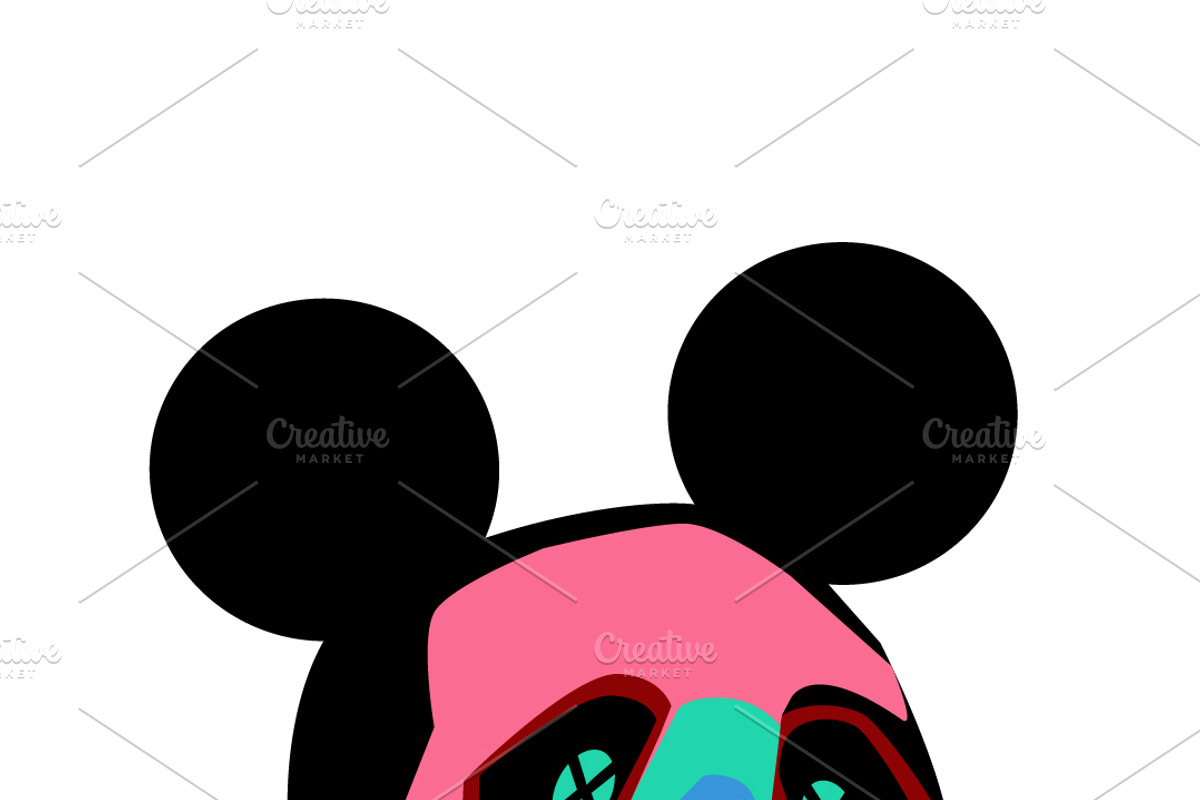 SKULL MOUSE PINK AND BLACK COLOR, a Graphic by TeaGraphicDesign