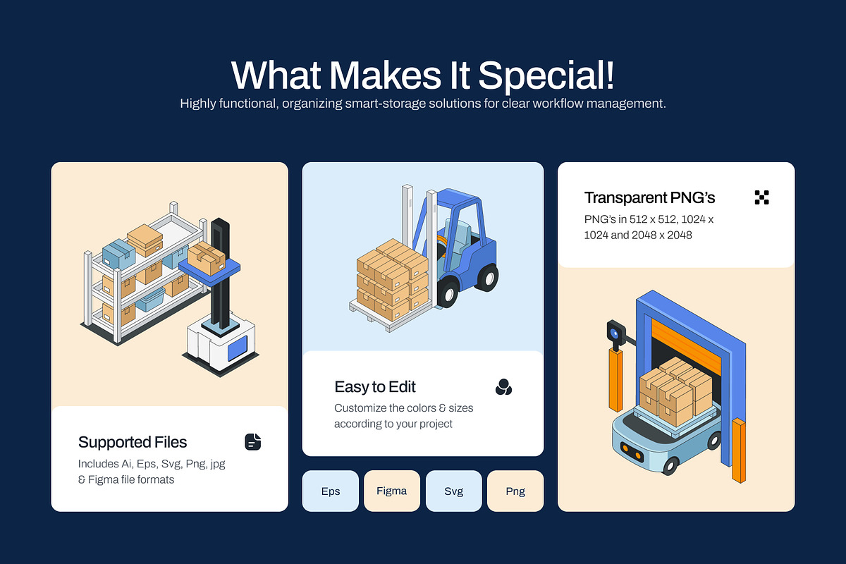 100 Warehouse Isometric Illustration, an Object Illustration by Vectors Market (Photo 2 of 8)
