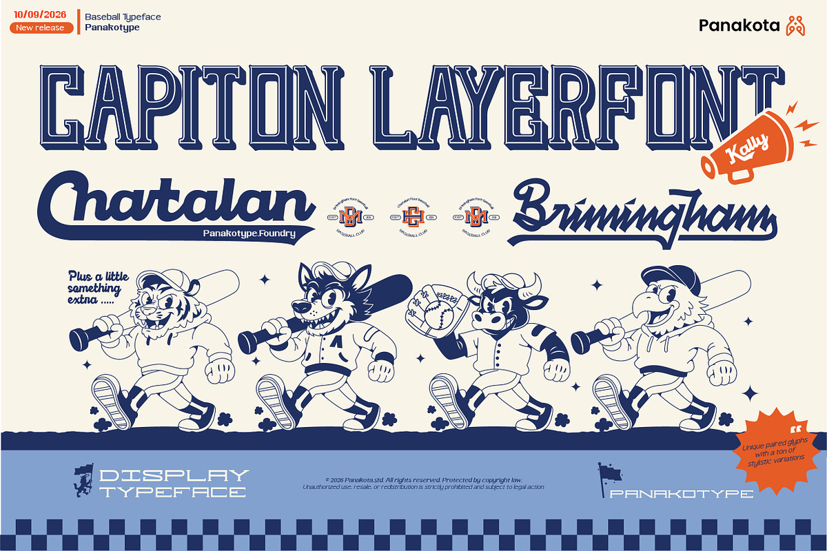 Bassball & Varsity fonts, a Script Font by panakota studio (Photo 1 of 18)