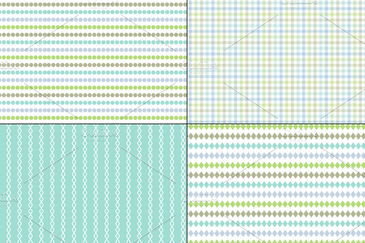 Seamless Blue Green Stripes & Plaids preview 5