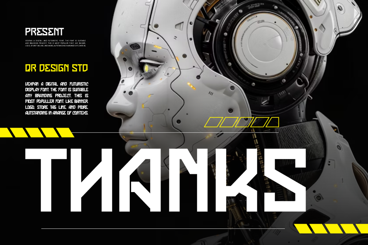 Vexpan - Digital Futuristic Font, a Sans Serif Font by QR Design Studio (Photo 9 of 9)