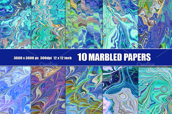 MARBLED PAPER BACKGROUNDS blue preview 4