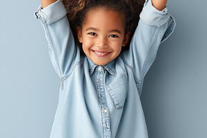 Happy smiling girl with curly hair, a Person Photo by MistyDay
