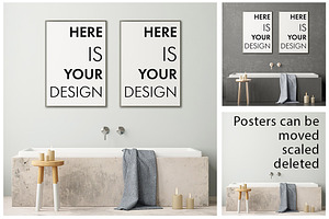 Mockup posters in the bathroom part1