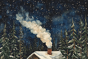 Vintage Snow-covered Mountain Cabin, a Background Graphic by Printable Treasure (Thumbnail 7 of 8)