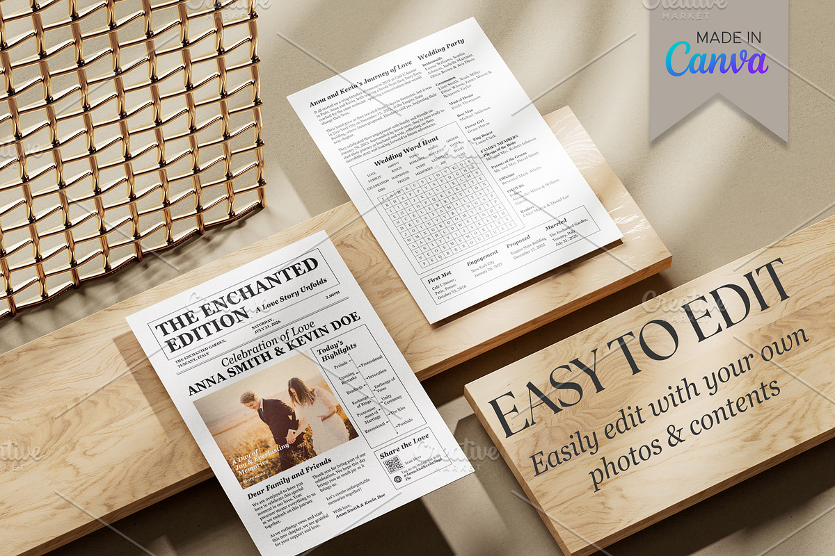 2 Page Canva Wedding Program, an Invitation Template by Oshin Design (Photo 5 of 6)