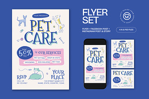 Pet Care Service Flyer, a Flyer Template by graphicook