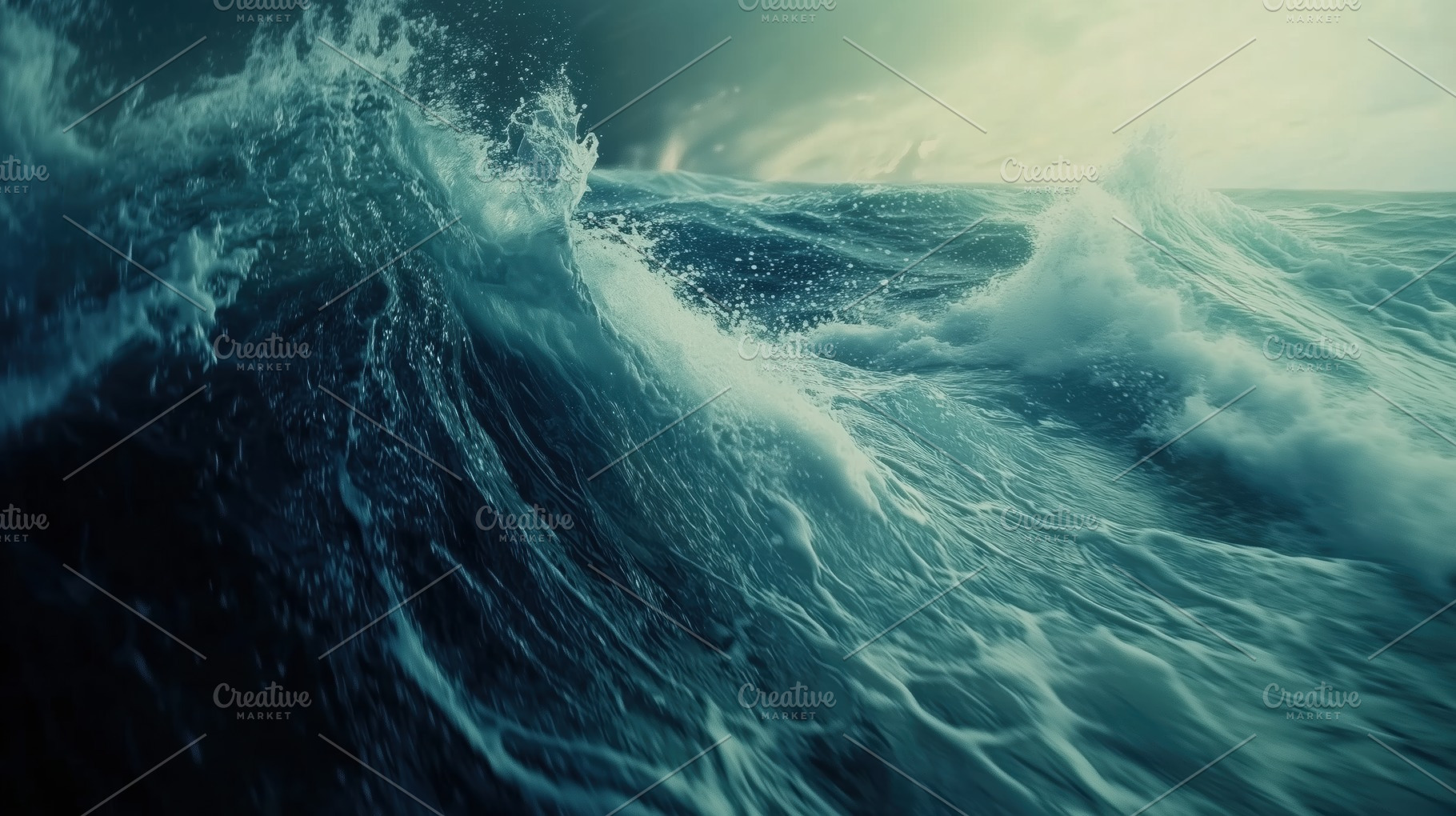 A dramatic view of ocean waves crashing against each other, showcasing the powe, a Photo by Textures & Backgrounds