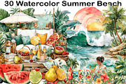 Whimsical Boho Beach Clipart, an Illustration by Black Bird Studio (Thumbnail 1 of 5)