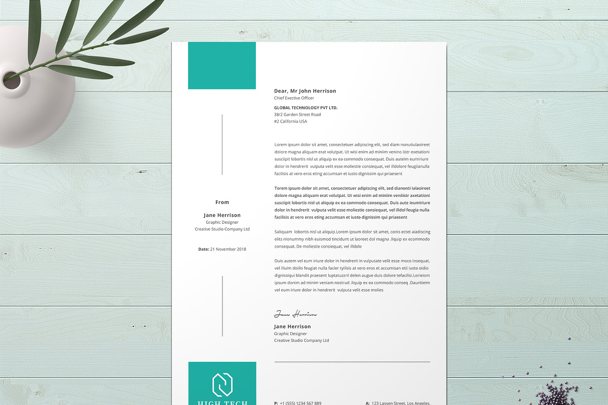 Business Letterhead Word, a Stationery Template by ResumeDevisers (Photo 6 of 8)