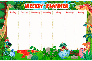 Kids weekly planner schedule, an Animal Illustration by Vector Tradition