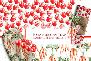 Watercolor Vegetables Pattern